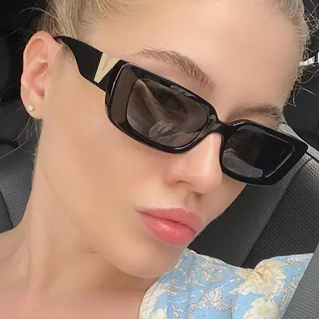 Schwarze Cat-Eye-V-Sonnenbrille