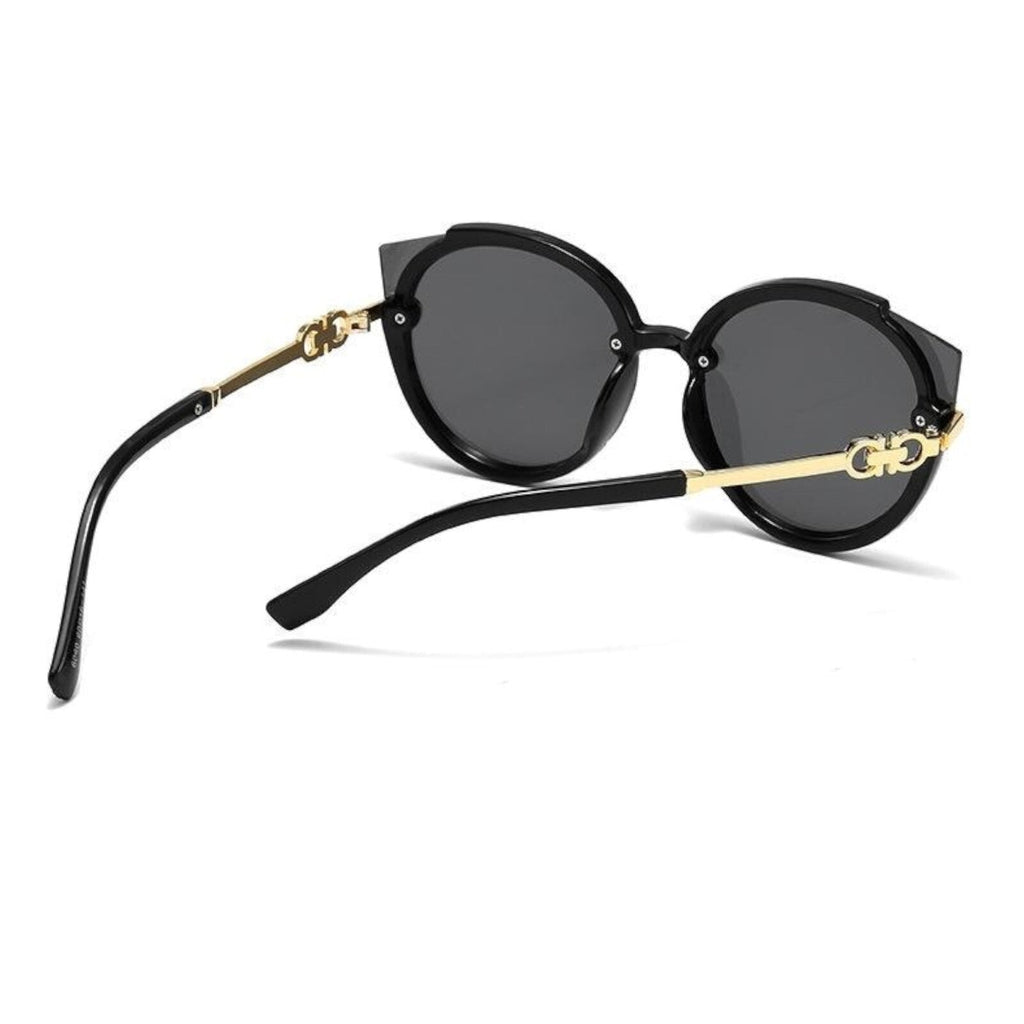 Oversized Cat-Eye-Sonnenbrille Schwarz-Gold