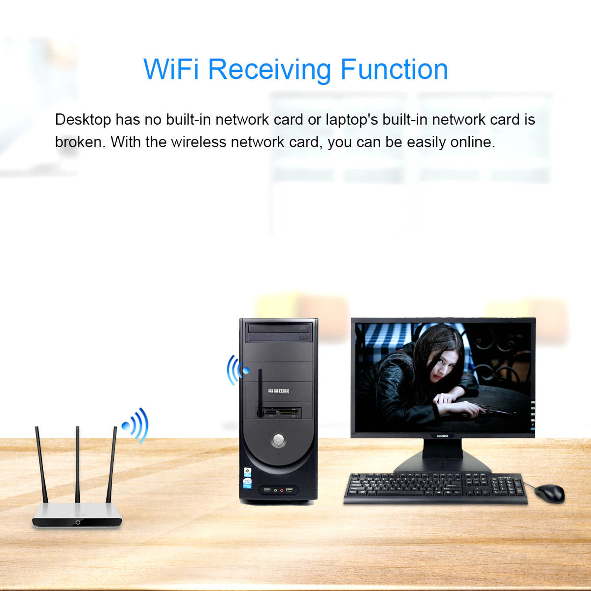 WIFI WLAN USB Adapter 150Mbit Stick 2dBi Wireless Drahtlos Dongle Antenne Black - 3KShop.de