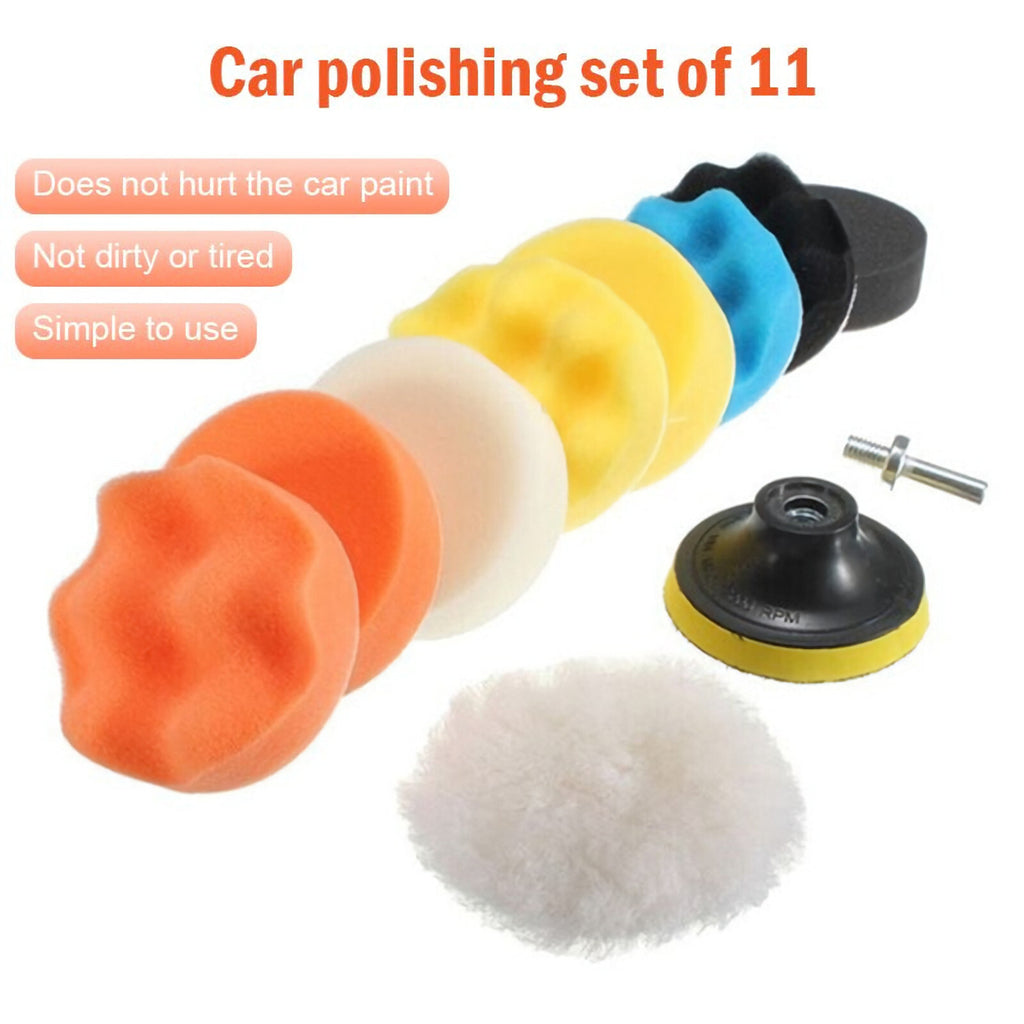 Polierteller Polier Set Polierpads Klett Schwamm Polierscheibe 11 teilig 80mm - 3KShop.de