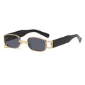 Schwarz-goldene Designer-Sonnenbrille mit Ring im Glas
