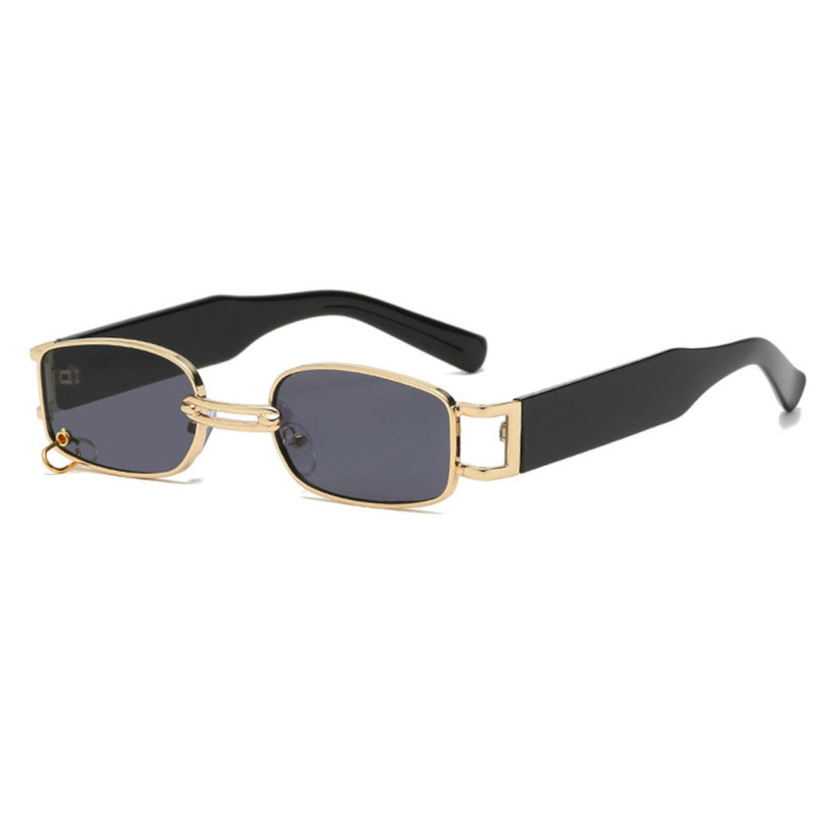 Schwarz-goldene Designer-Sonnenbrille mit Ring im Glas