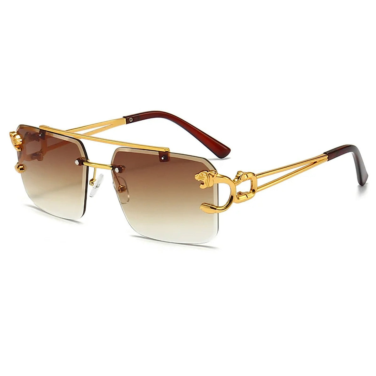 Goldene Vintage Sonnenbrille im Leoparden-Look