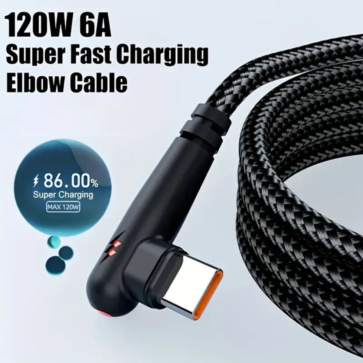 1m 2m Schnell Ladekabel USB Typ C Daten Handy Silikon Winkelstecker - 3KShop.de