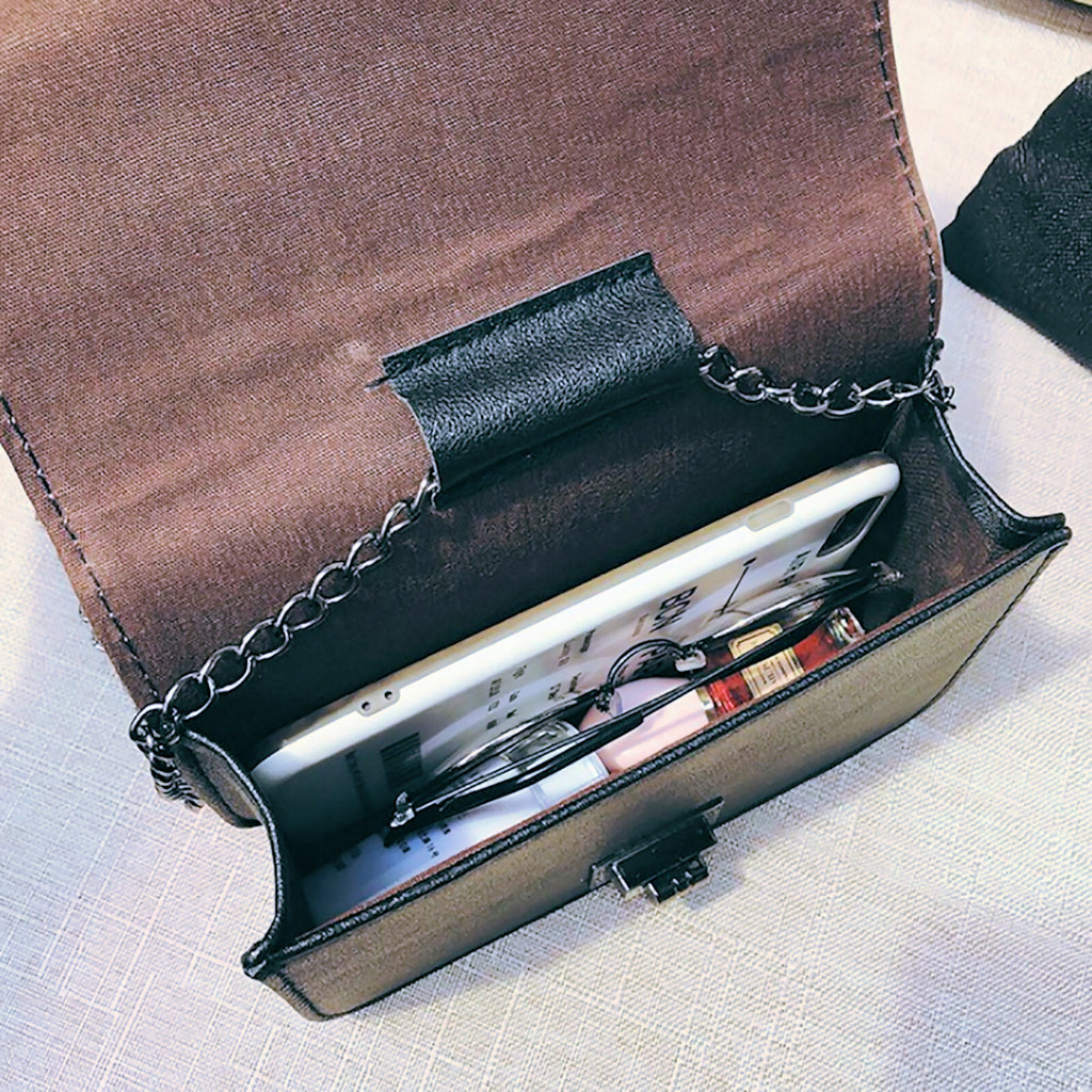 Damen Handtasche Umhängetasche Tasche Kunstleder Marmoriert Drehverschluss Kette - 3KShop.de
