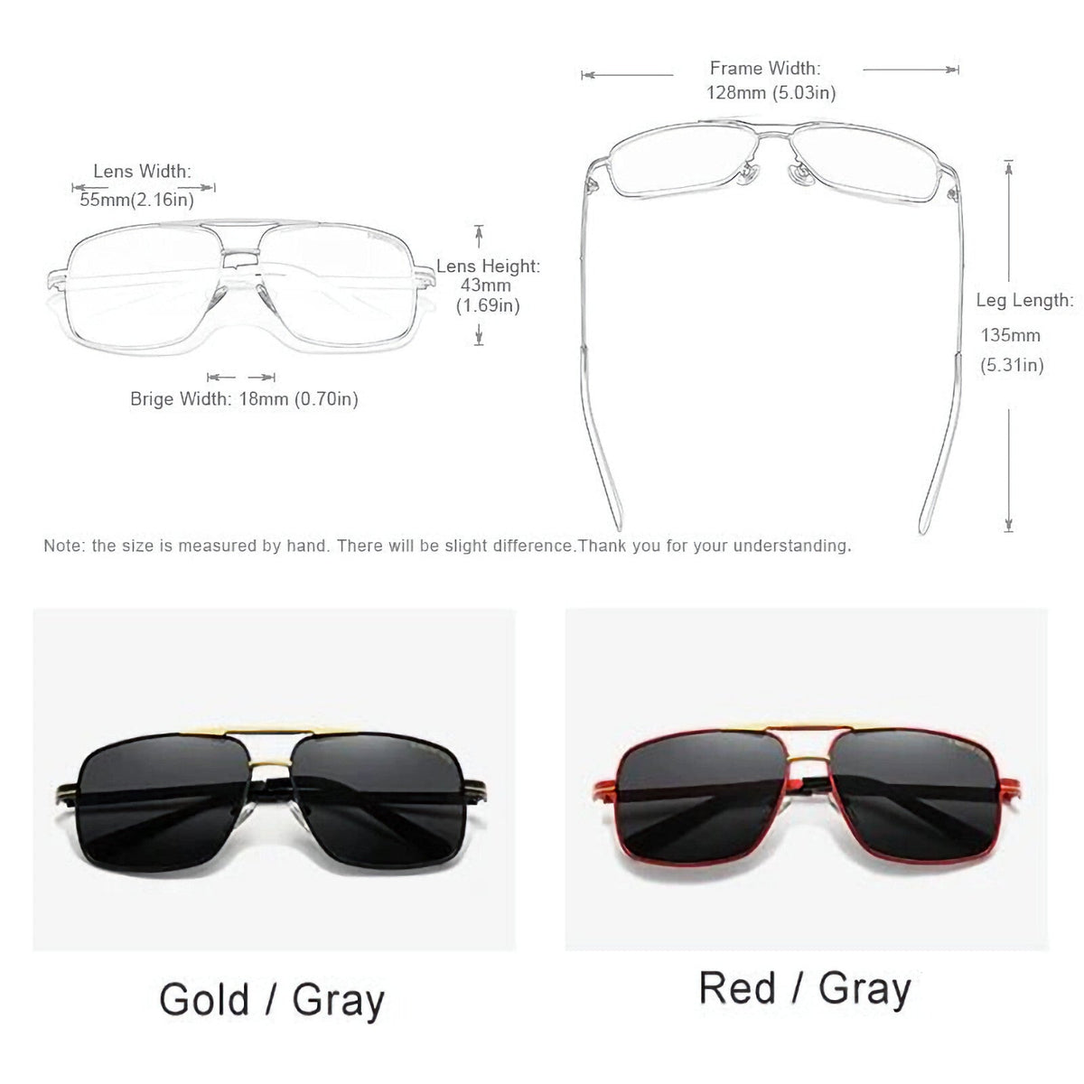 Kingseven N7891 polarisierte Piloten-Sonnenbrille
