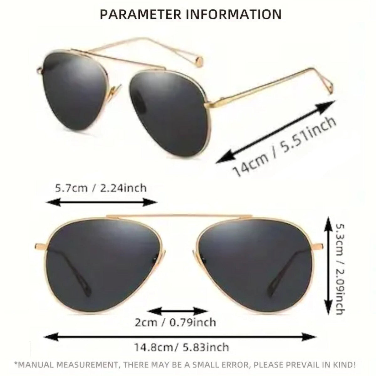 Gold-dunkelgraue Piloten-Sonnenbrille