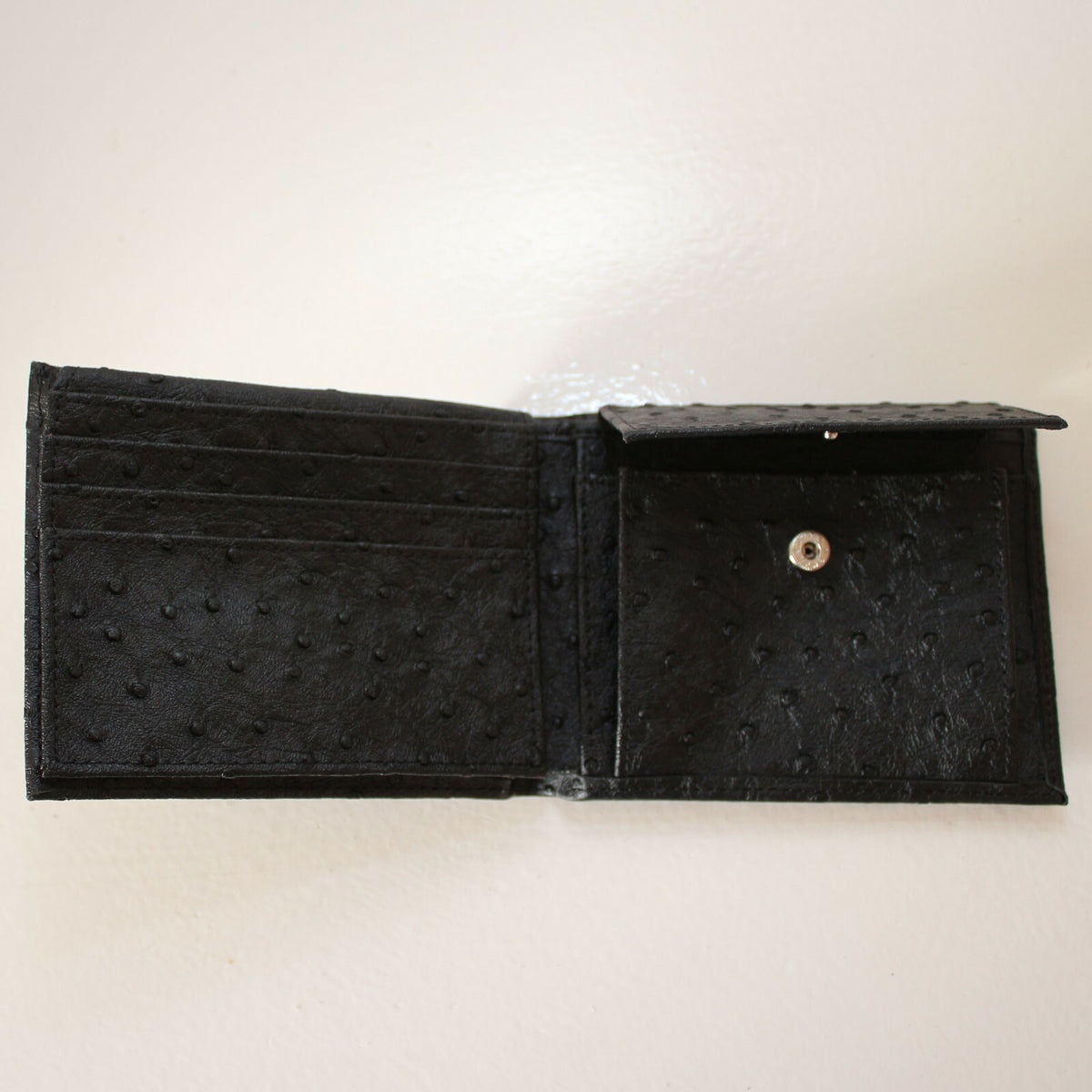 Herren Geldbeutel Portemonnaie Geldbörse Brieftasche Schwarz Straußenleder Optik - 3KShop.de