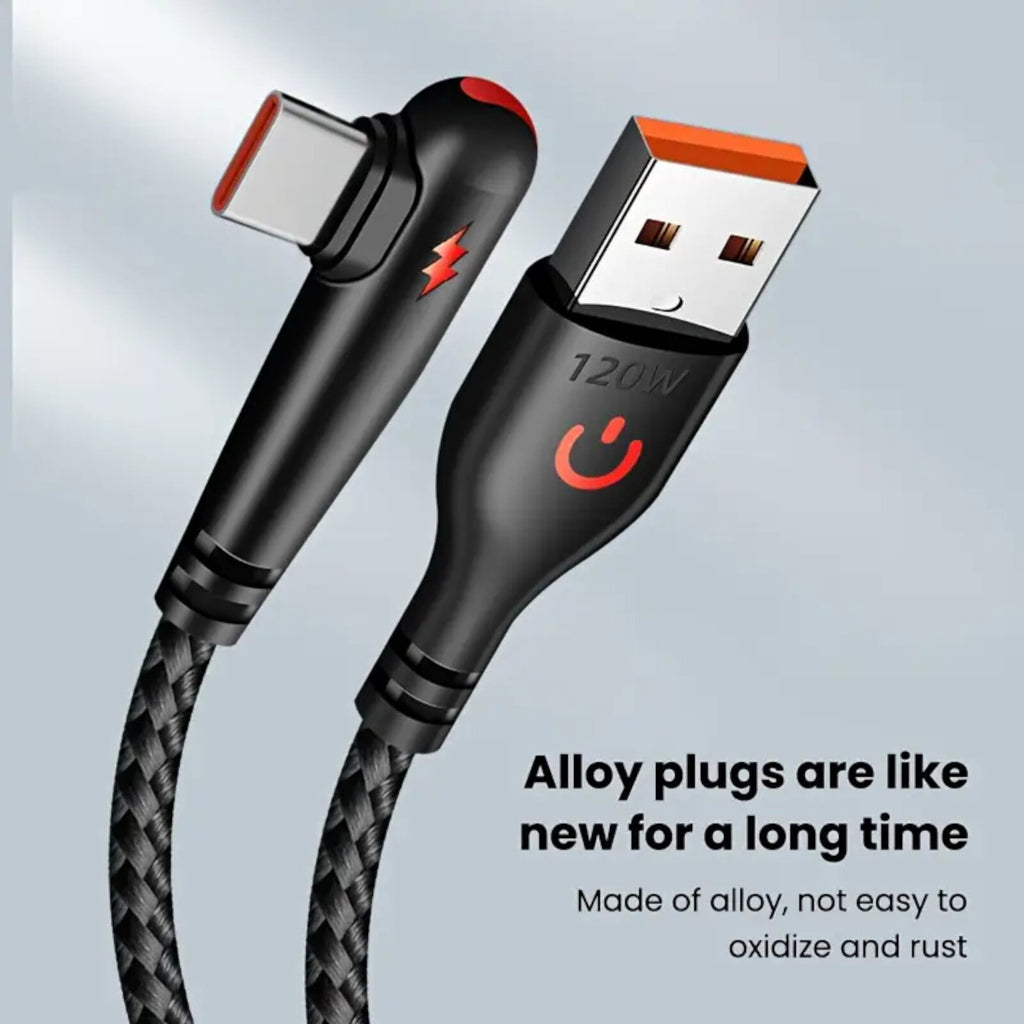 1m 2m Schnell Ladekabel USB Typ C Daten Handy Silikon Winkelstecker - 3KShop.de