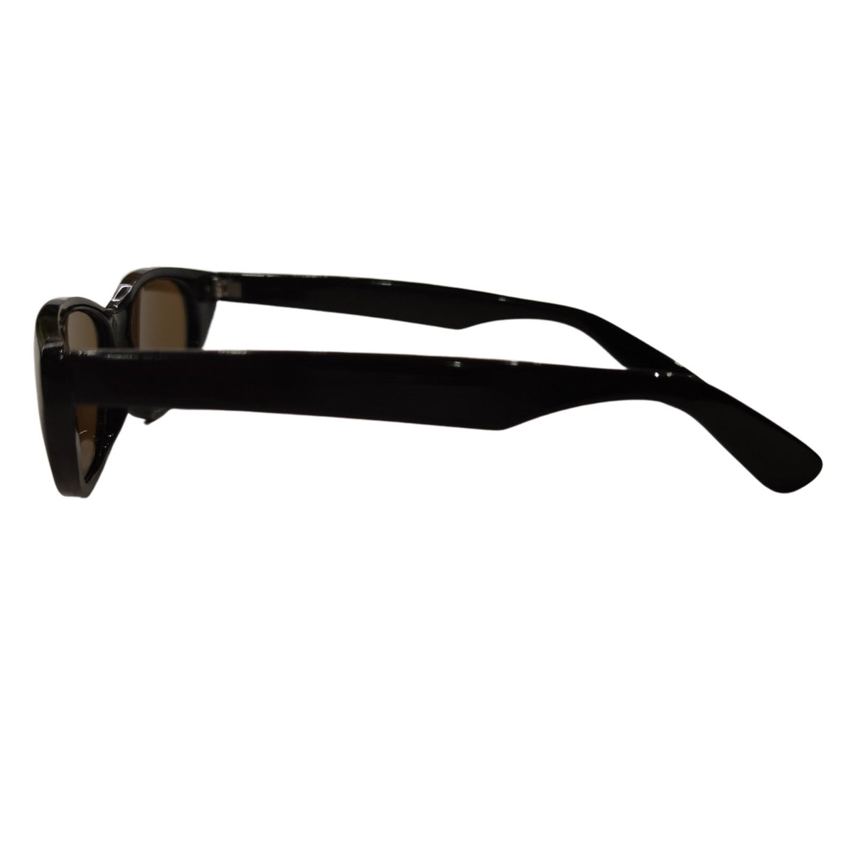 Schwarze Cat-Eye-Sonnenbrille mit braunen Gläsern