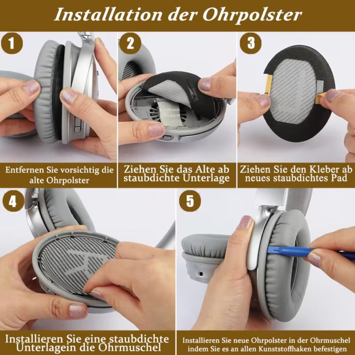 Ohrpolster für Bose QuietComfort QC35 QC15 QC45 QC25 Q35 II Braun - 3KShop.de
