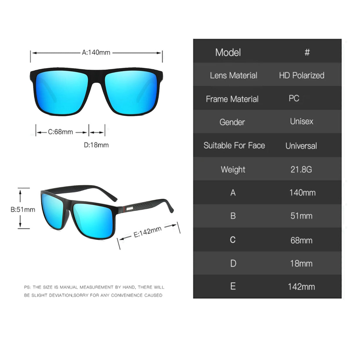 Matt-schwarze Sonnenbrille mit blauen Spiegelgläsern
