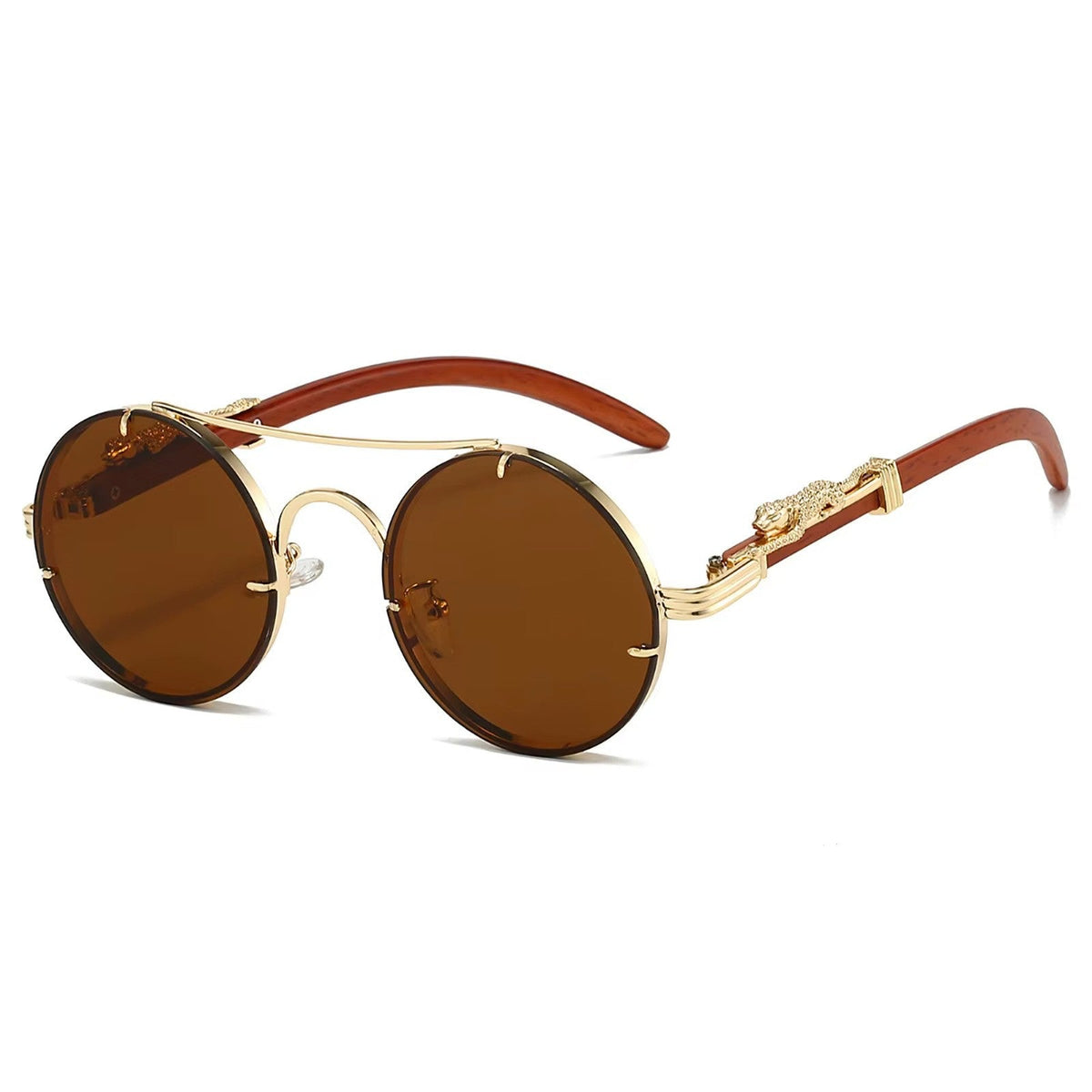 Goldene Vintage Designer-Sonnenbrille im Leoparden-Look