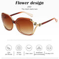 Braun-goldene Designer-Sonnenbrille mit Blumen