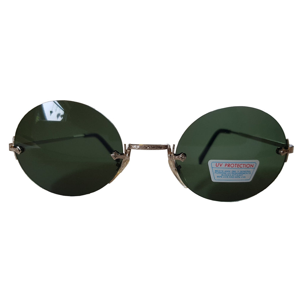 Runde silber-grüne Steampunk-Sonnenbrille verspiegelt