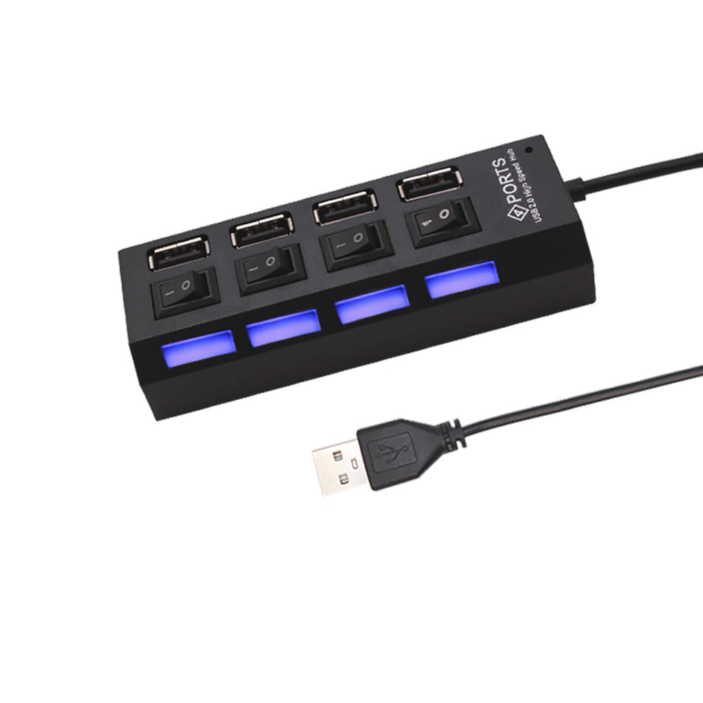 3K USB Hub 4 Port mit Einzelnen LED EIN - Ausschalter Extender für PC Laptop - 3KShop.de
