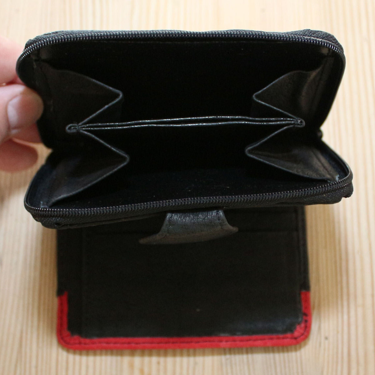 Herren Geldbeutel Portemonnaie Geldbörse Brieftasche Schwarz Rot G1220 - 3KShop.de