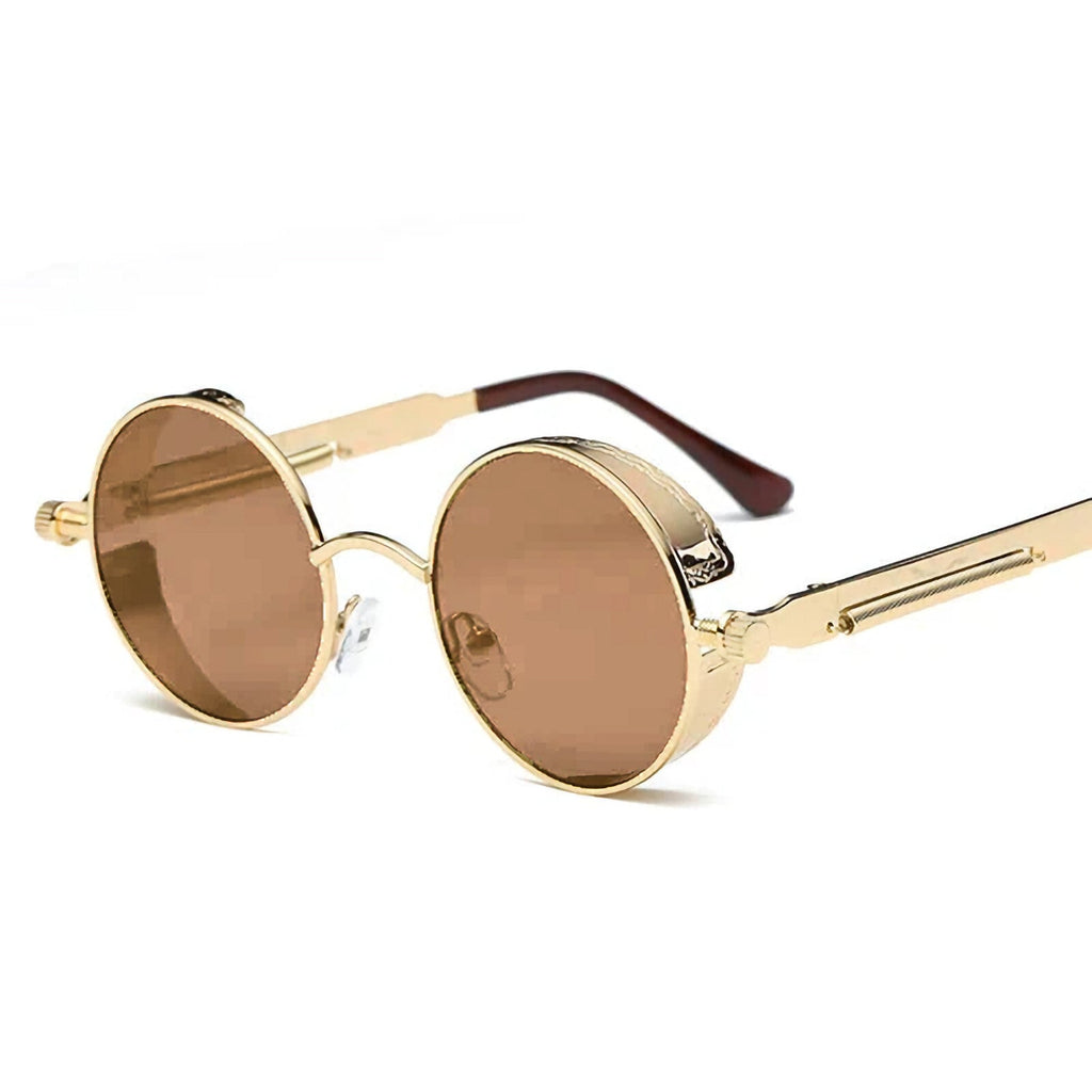Runde gold-schwarze Steampunk-Sonnenbrille