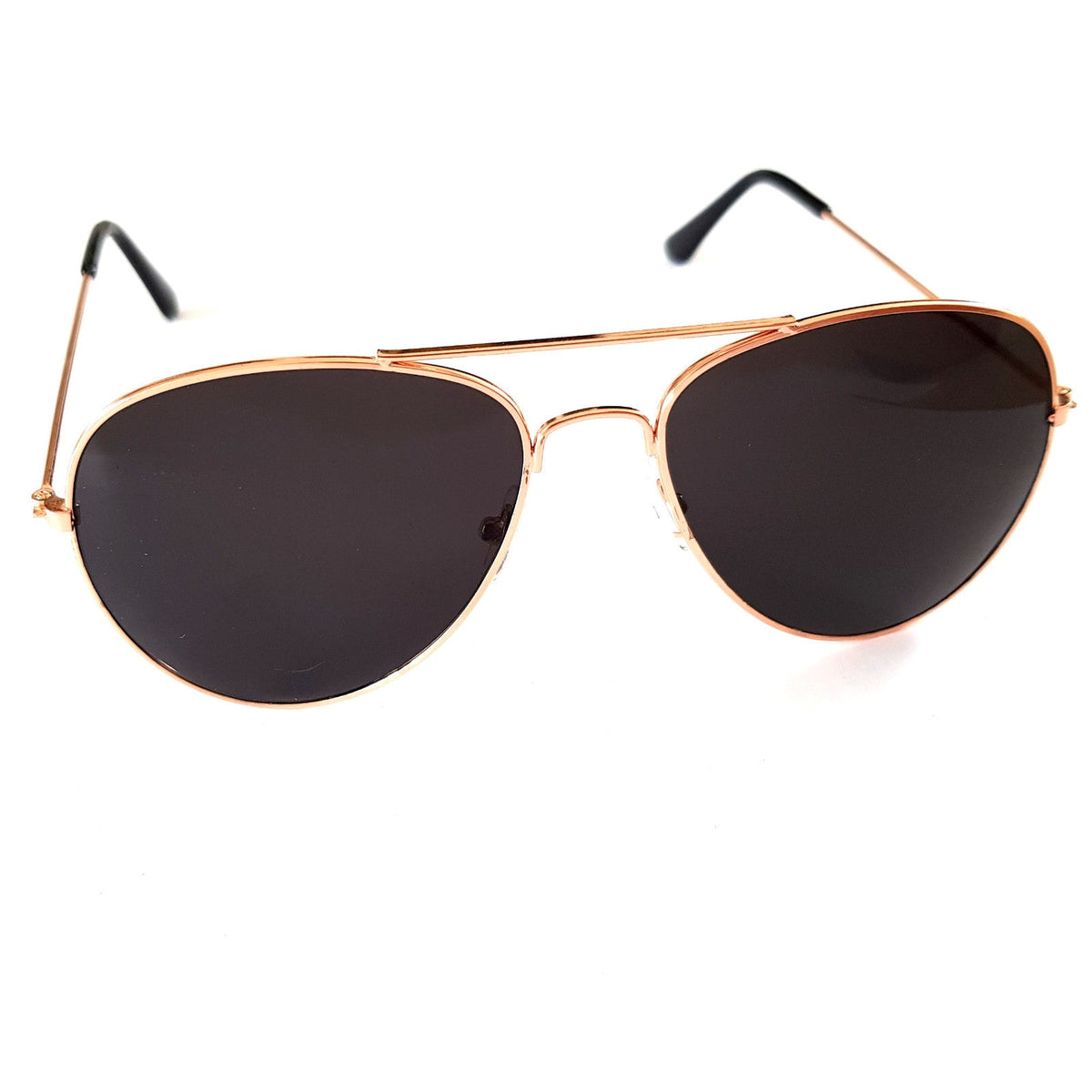 Kupferfarbene Piloten-Sonnenbrille mit dunklen Gläsern