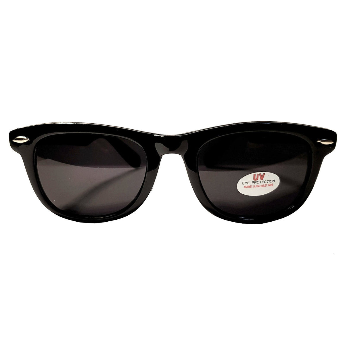 Schwarze Wayfarer-Sonnenbrille mit extra dunklen Gläsern