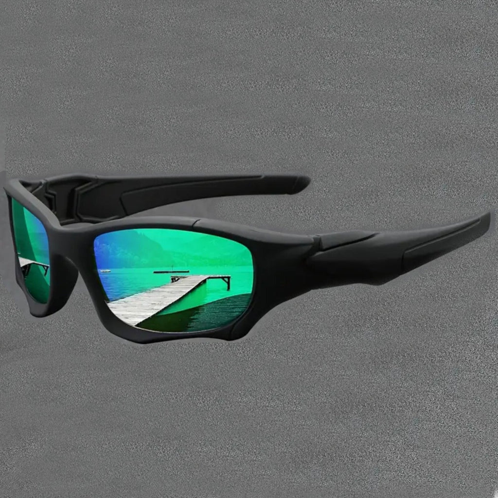 Schwarz-grüne Sport-Sonnenbrille aus Polycarbonat