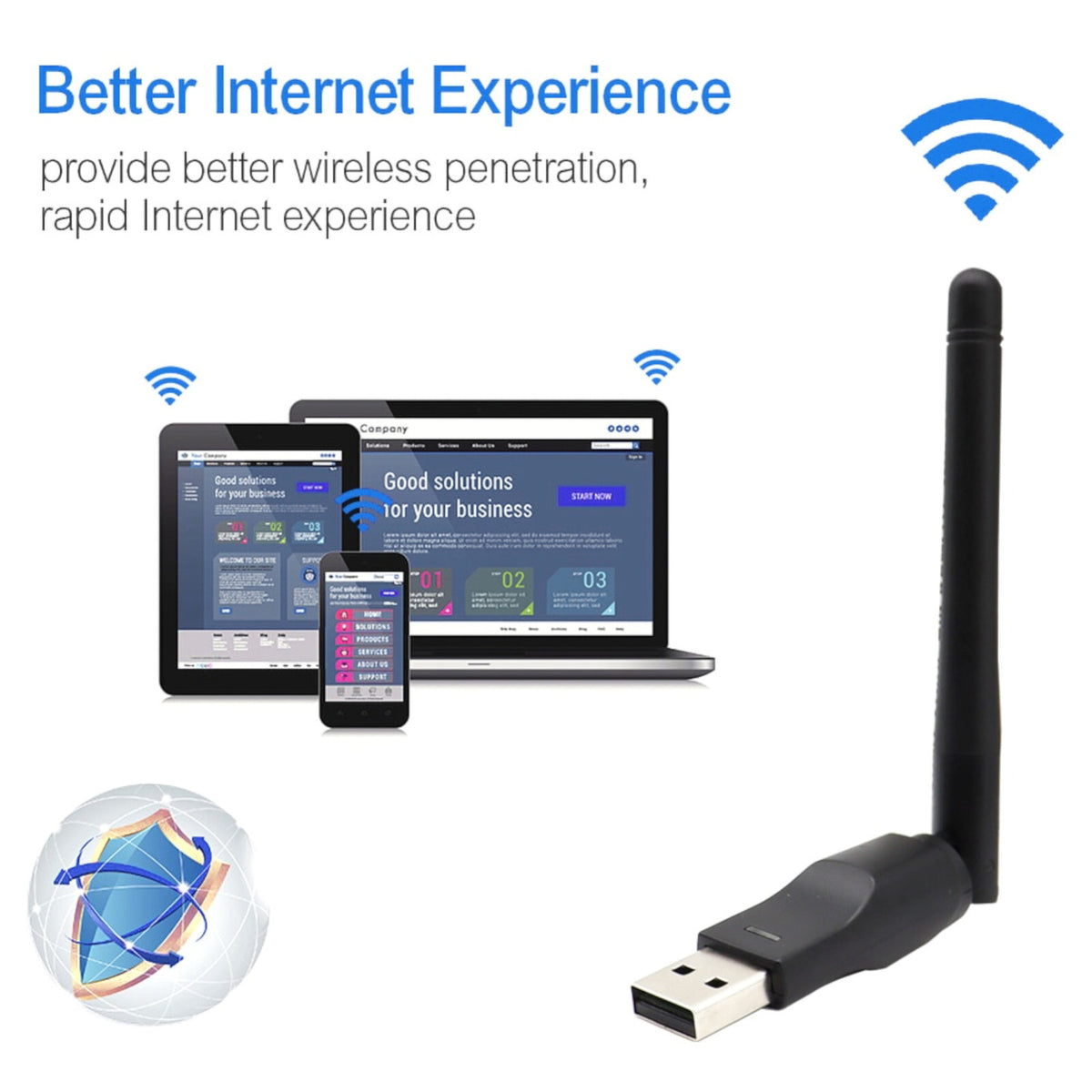 WIFI WLAN USB Adapter 150Mbit Stick 2dBi Wireless Drahtlos Dongle Antenne Black - 3KShop.de