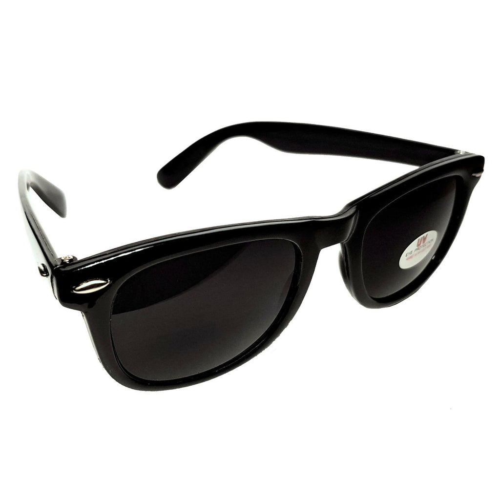 Schwarze Wayfarer-Sonnenbrille mit extra dunklen Gläsern