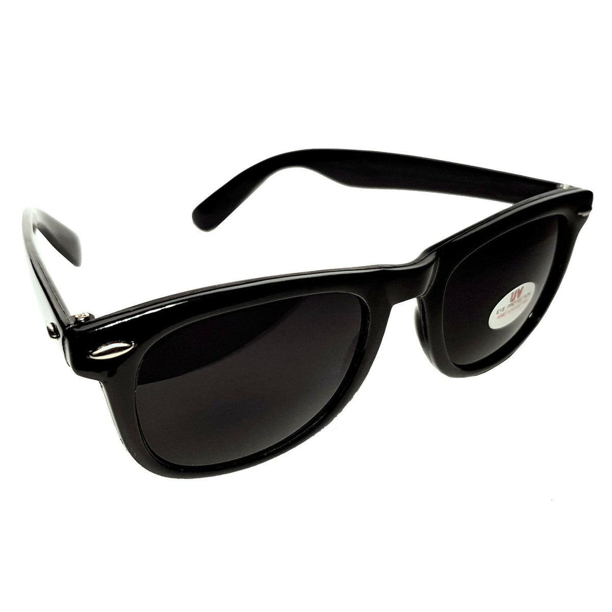 Schwarze Wayfarer-Sonnenbrille mit extra dunklen Gläsern