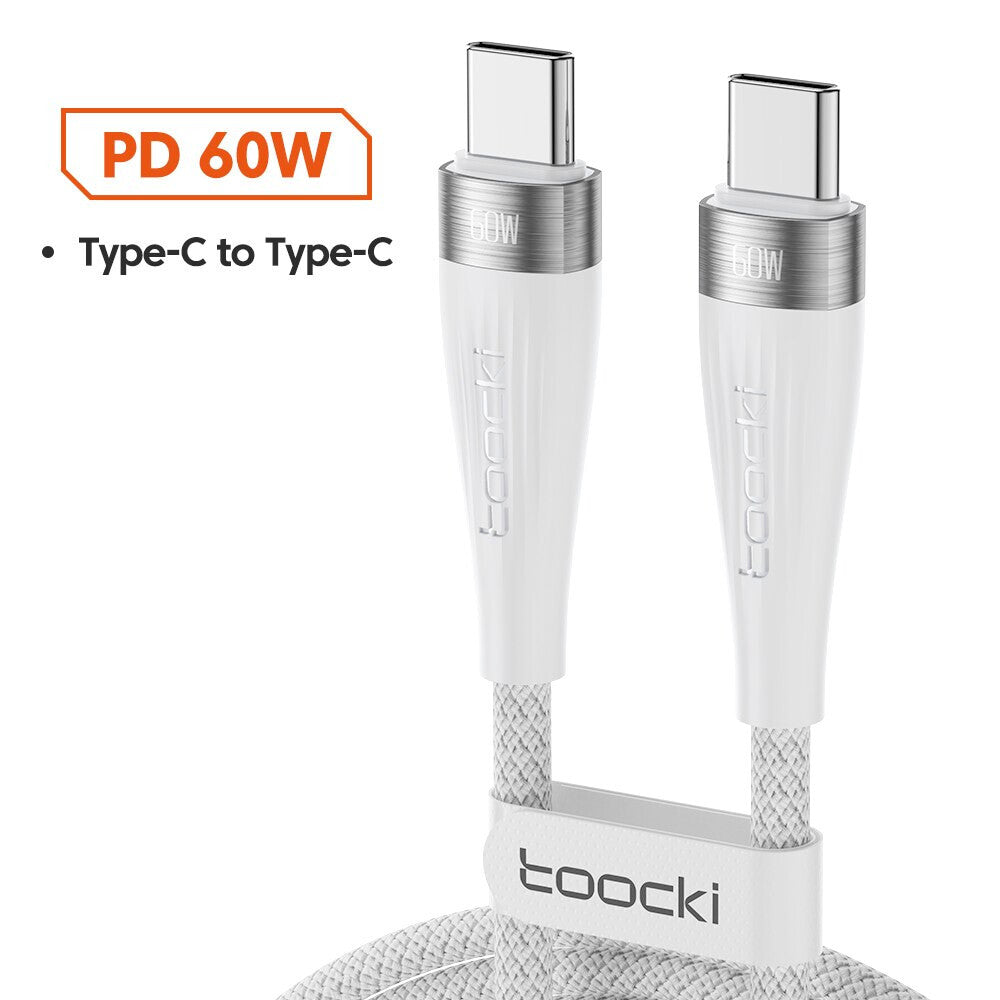 60 Watt Turbo Schnell Ladekabel USB Typ C Datenkabel Handy Silikon Nylon Toocki - 3KShop.de
