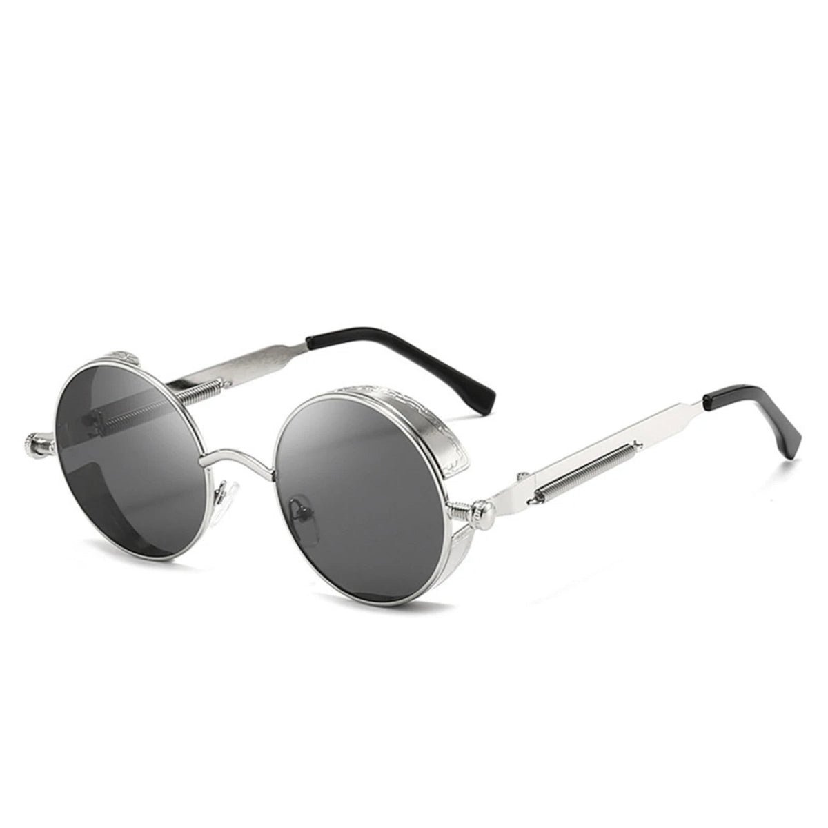 Runde silberne Steampunk-Sonnenbrille