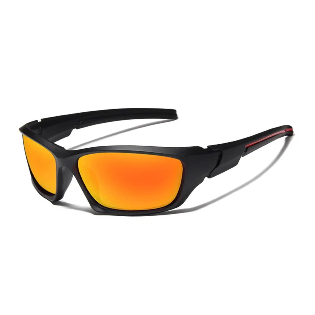 Schwarz-rot-orange Biker-Sonnenbrille aus TR90
