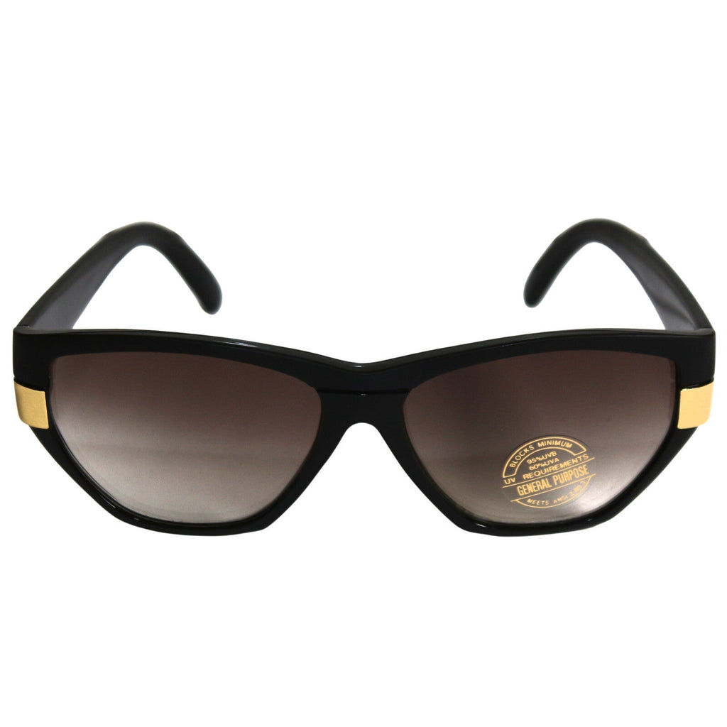 Mattschwarze Vintage Sonnenbrille mit goldenen Applikationen