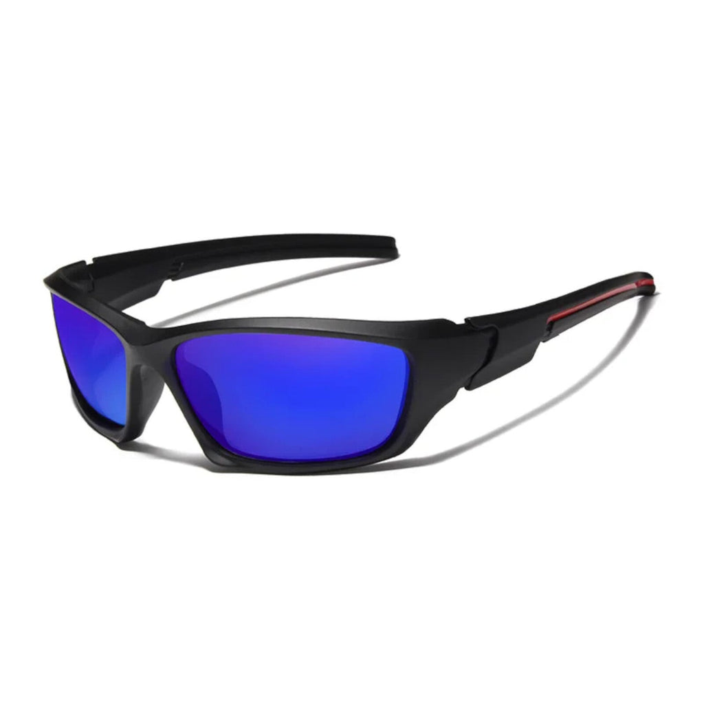 Schwarz-blaue Biker-Sonnenbrille aus TR90