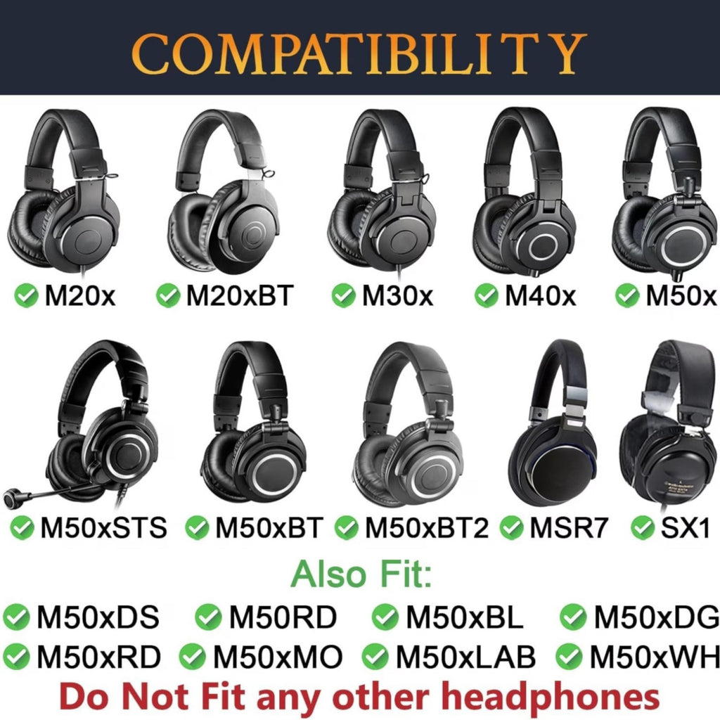 Ersatz Ohrpolster Audio Technica ATH M50X M40X M30X M20X MSR7 SX1 schwarz Mesh - 3KShop.de