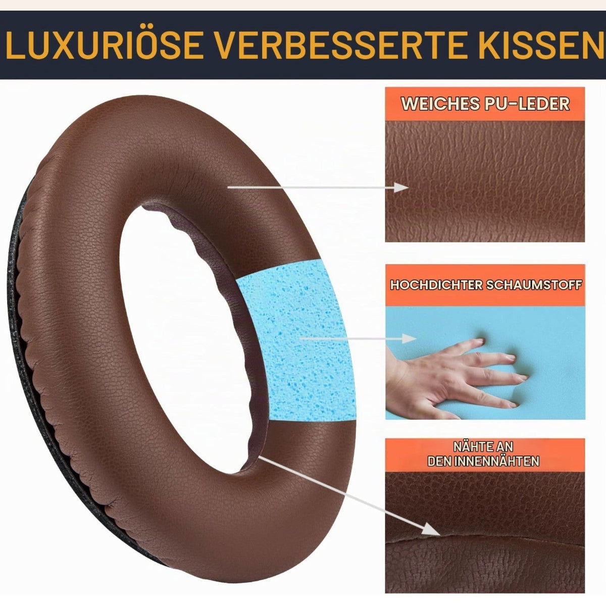 Ohrpolster für Bose QuietComfort QC35 QC15 QC45 QC25 Q35 II Braun - 3KShop.de