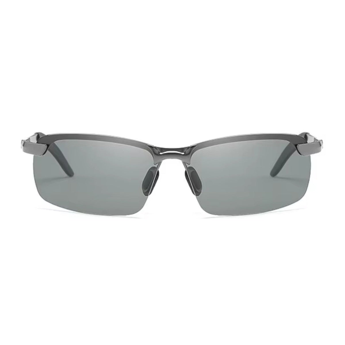 Gunmetal Matrix-Sonnenbrille mit selbsttönenden polarisierten Gläsern