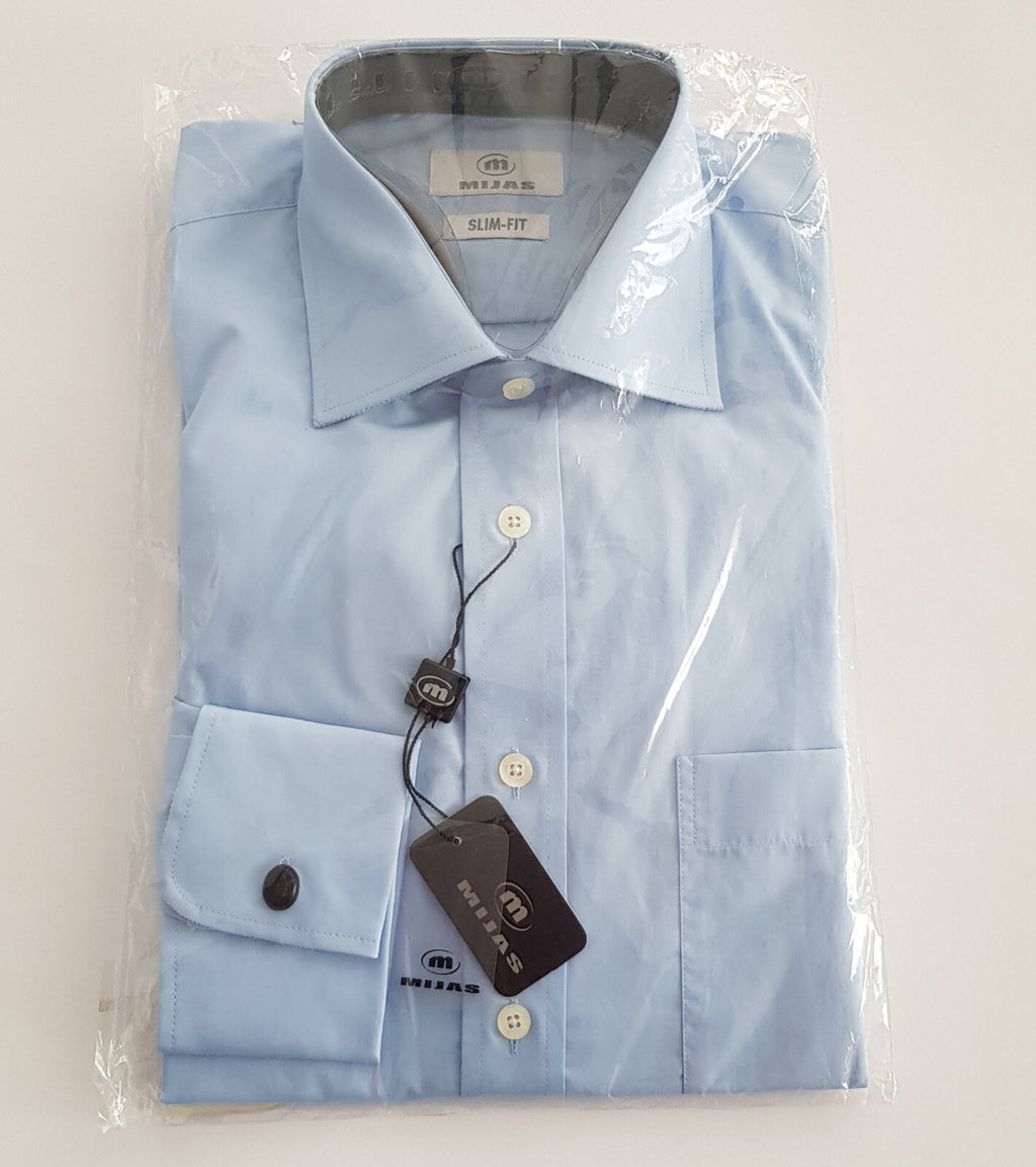 Original Mijas Herren Business Hemd New-Kent Langarm Blau Slim-Fit Gr. 37-38 - 3KShop.de