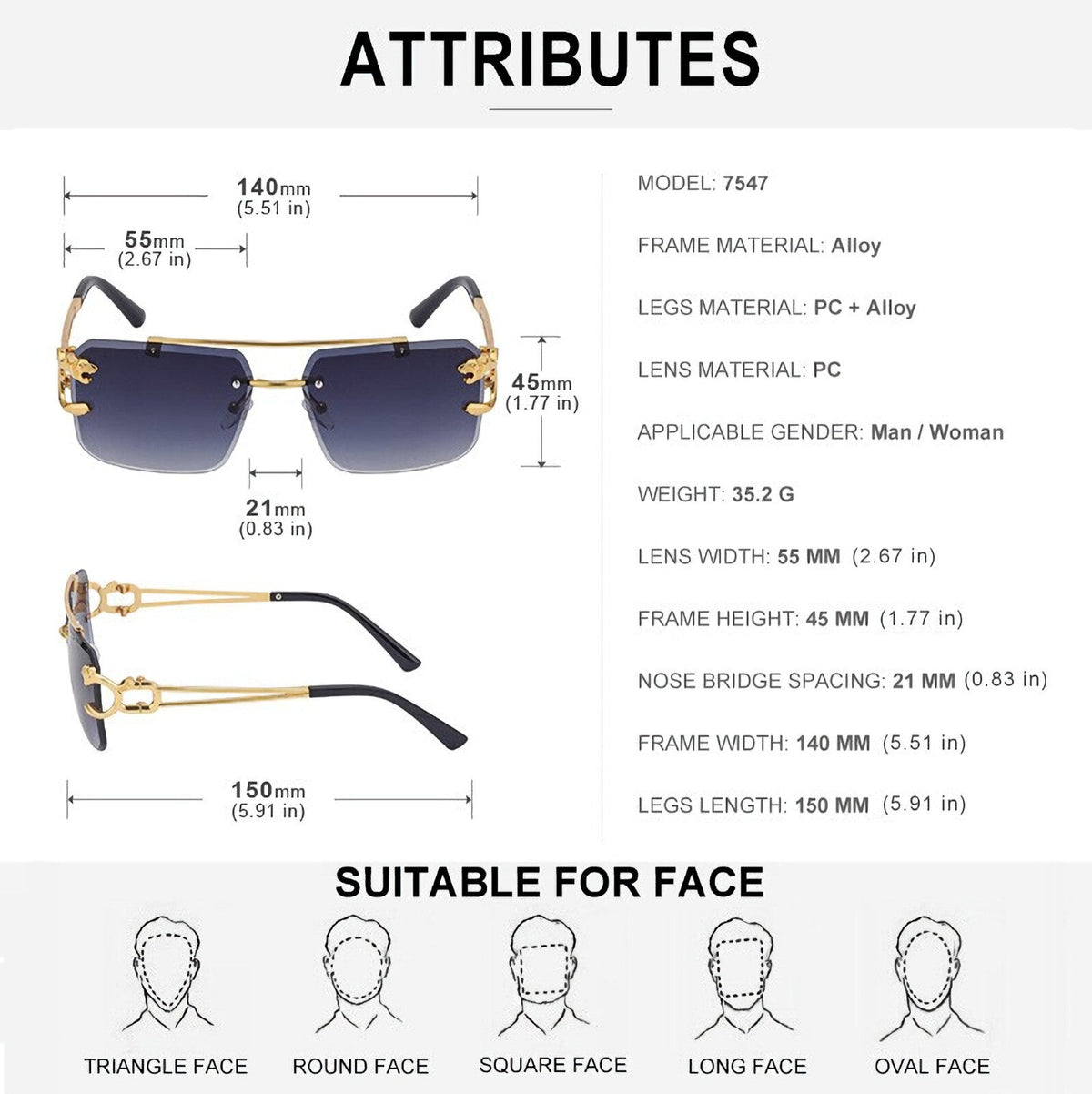 Schwarz-goldene Vintage Designer-Sonnenbrille