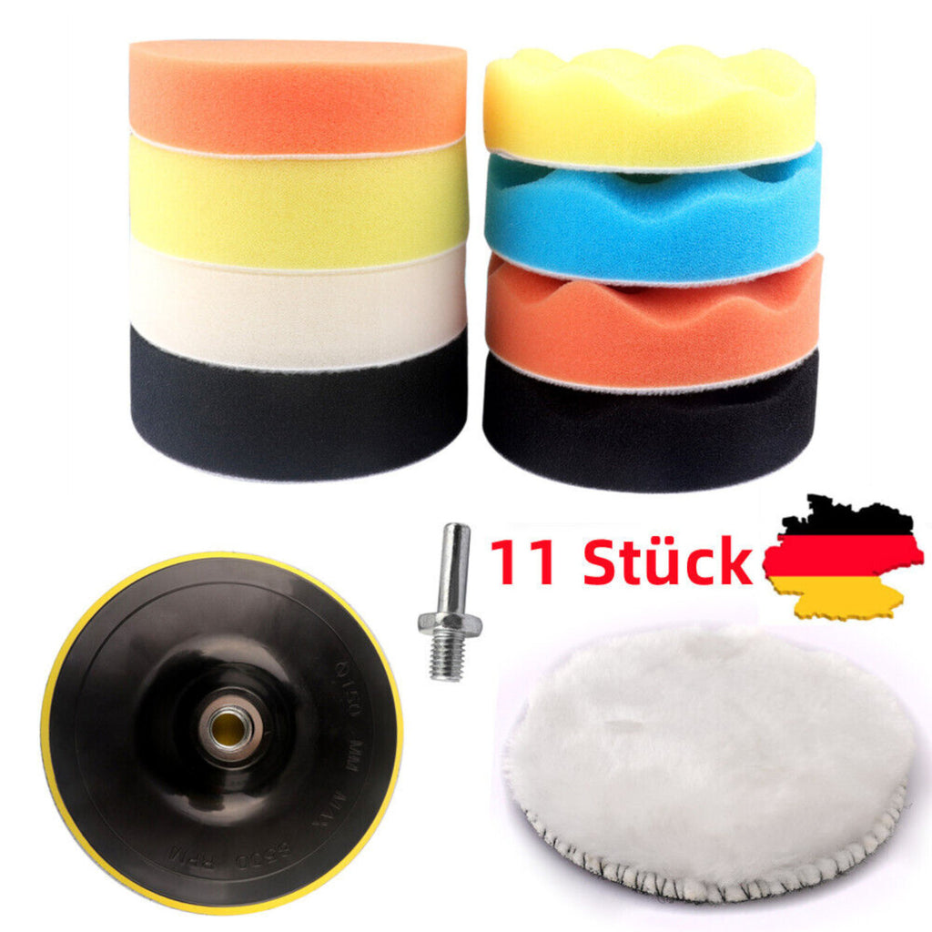 Polierteller Polier Set Polierpads Klett Schwamm Polierscheibe 11 teilig 80mm - 3KShop.de