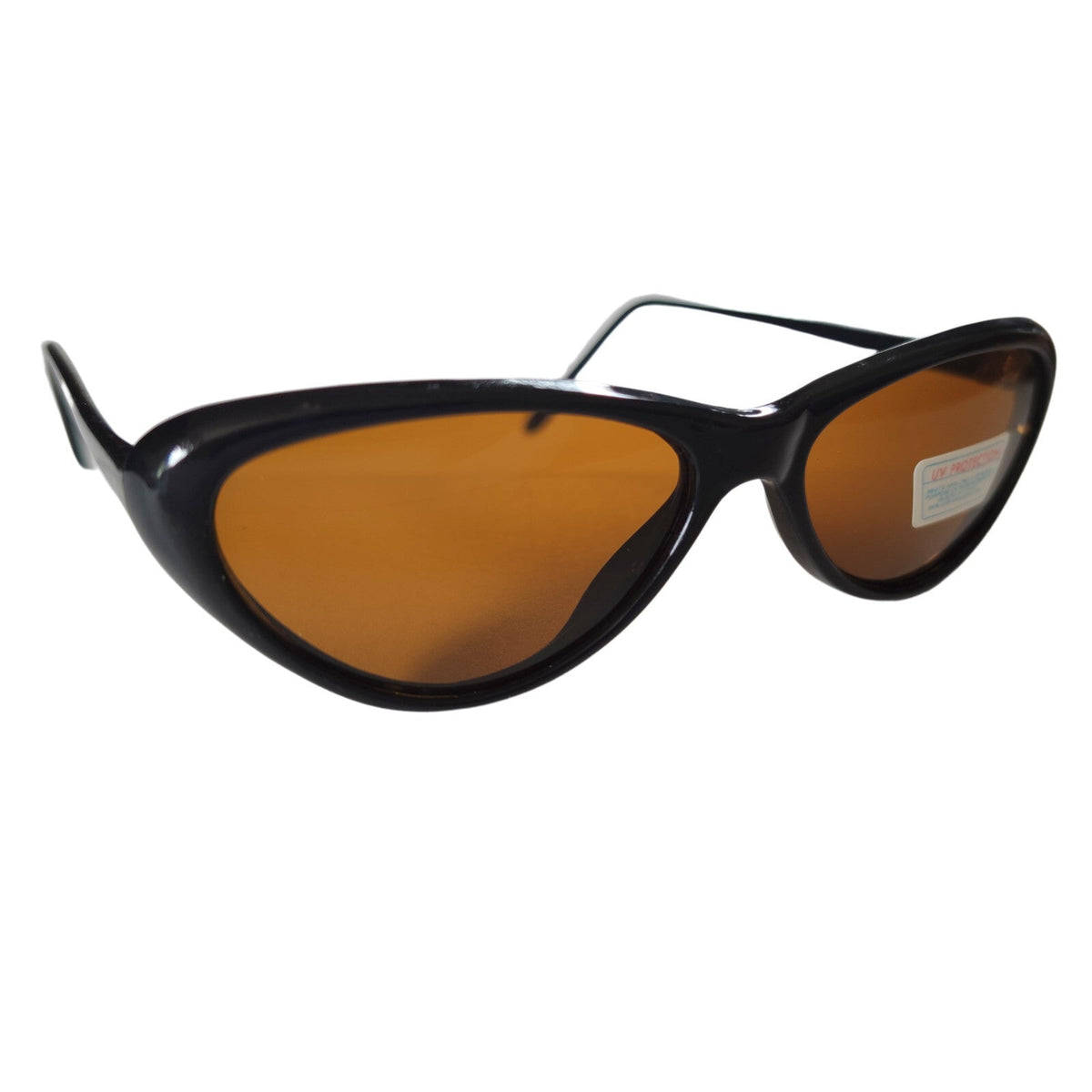 Schwarze Cat-Eye-Sonnenbrille mit braunen Gläsern