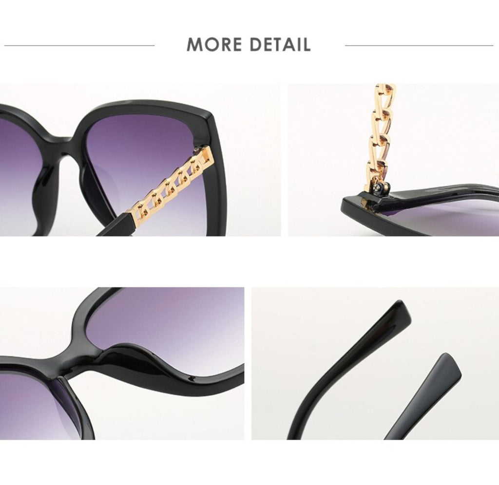 Oversized Cat-Eye-Sonnenbrille Schwarz-Gold