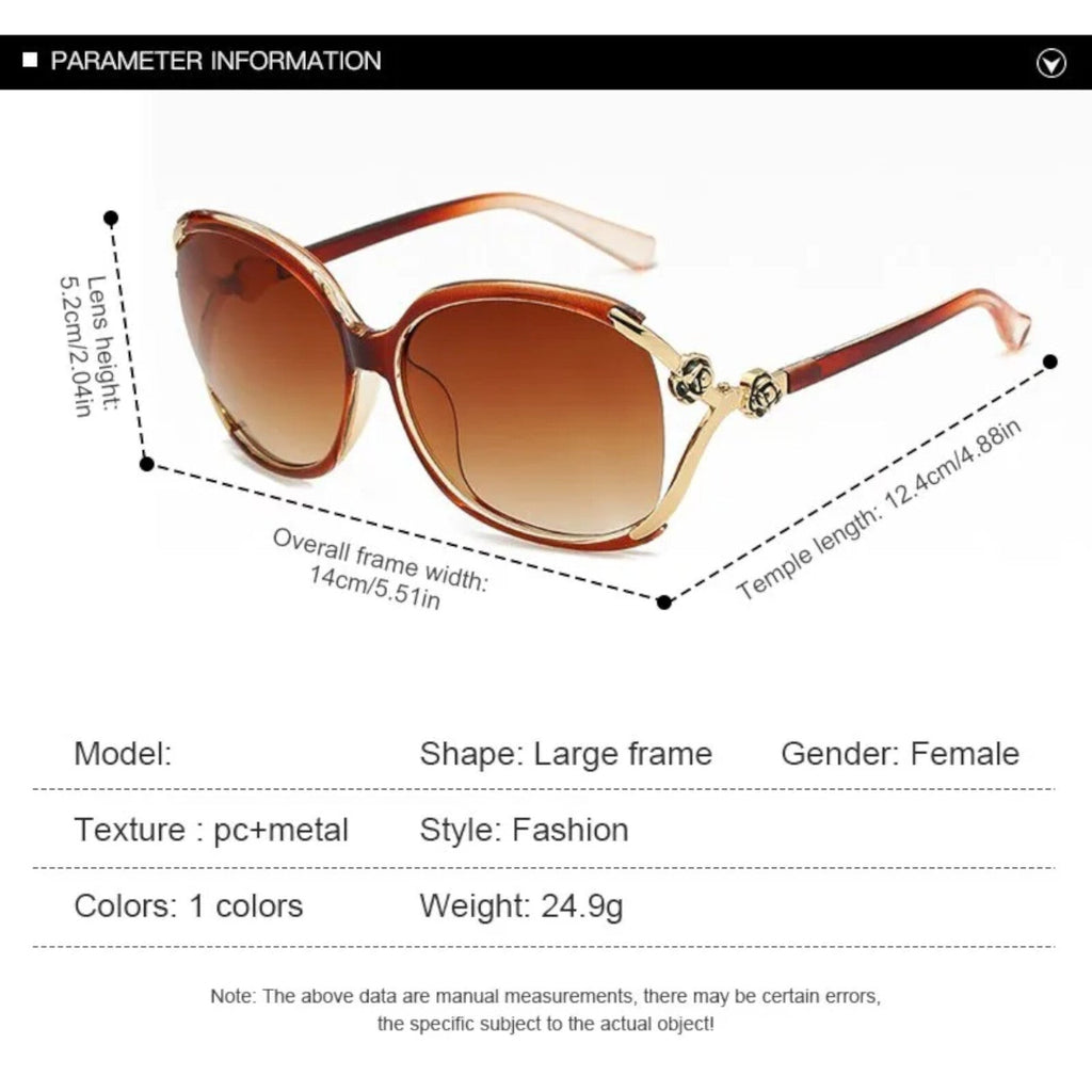 Braun-goldene Designer-Sonnenbrille mit Blumen