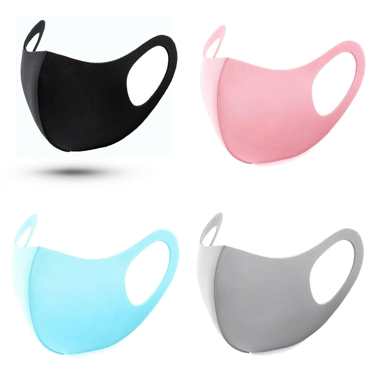 Mundschutz Behelf-Mund-Nasen-Atem-Schutz Maske Waschbar Schwarz Pink Blau Grau - 3KShop.de
