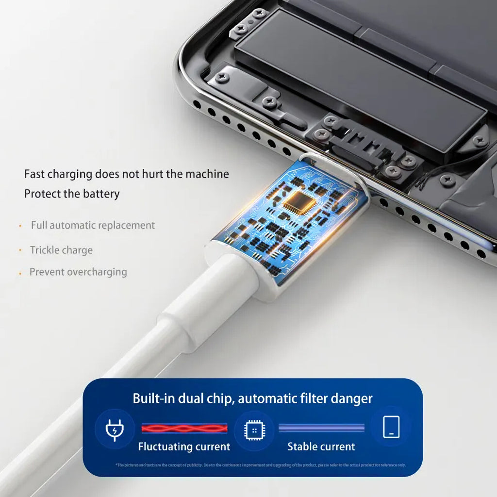 66W 6A 2m Schnell Ladekabel USB A zu USB Typ C Daten Handy weiss - 3KShop.de