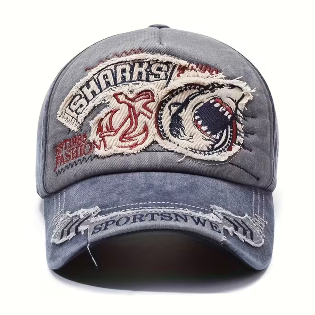 Sharks Vintage-Basecap aus Baumwolle mit Retro-Stickerei