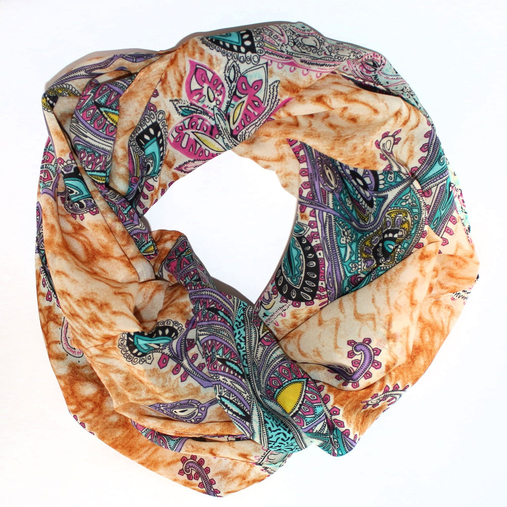 Wunderschoener Loop Schal Bunt Blumen, tolle Farbtöne von ManuMar - 3KShop.de