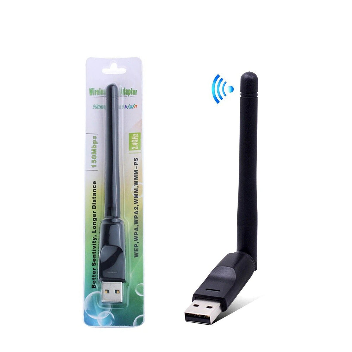 WIFI WLAN USB Adapter 150Mbit Stick 2dBi Wireless Drahtlos Dongle Antenne Black - 3KShop.de
