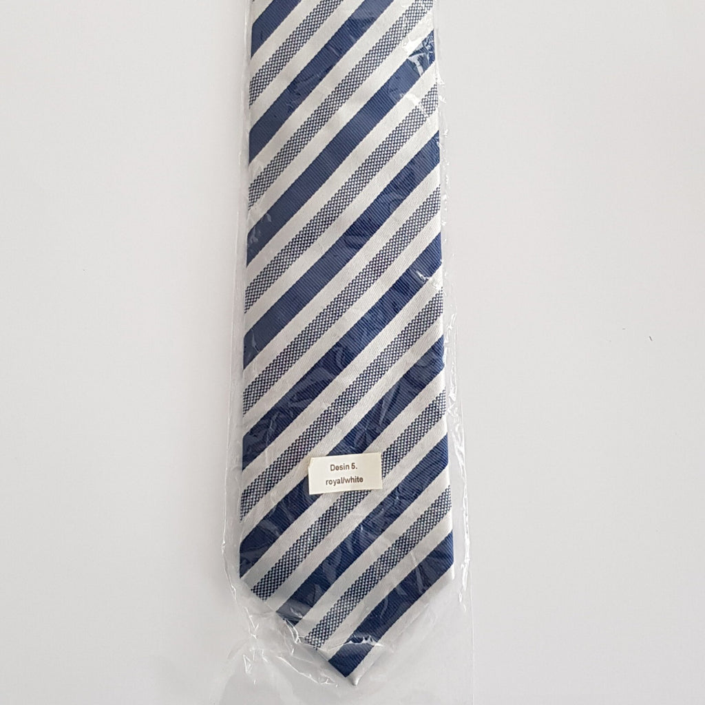 Original Mijas Herren Anlass / Business Krawatte Royalblau silber gestreift - 3KShop.de