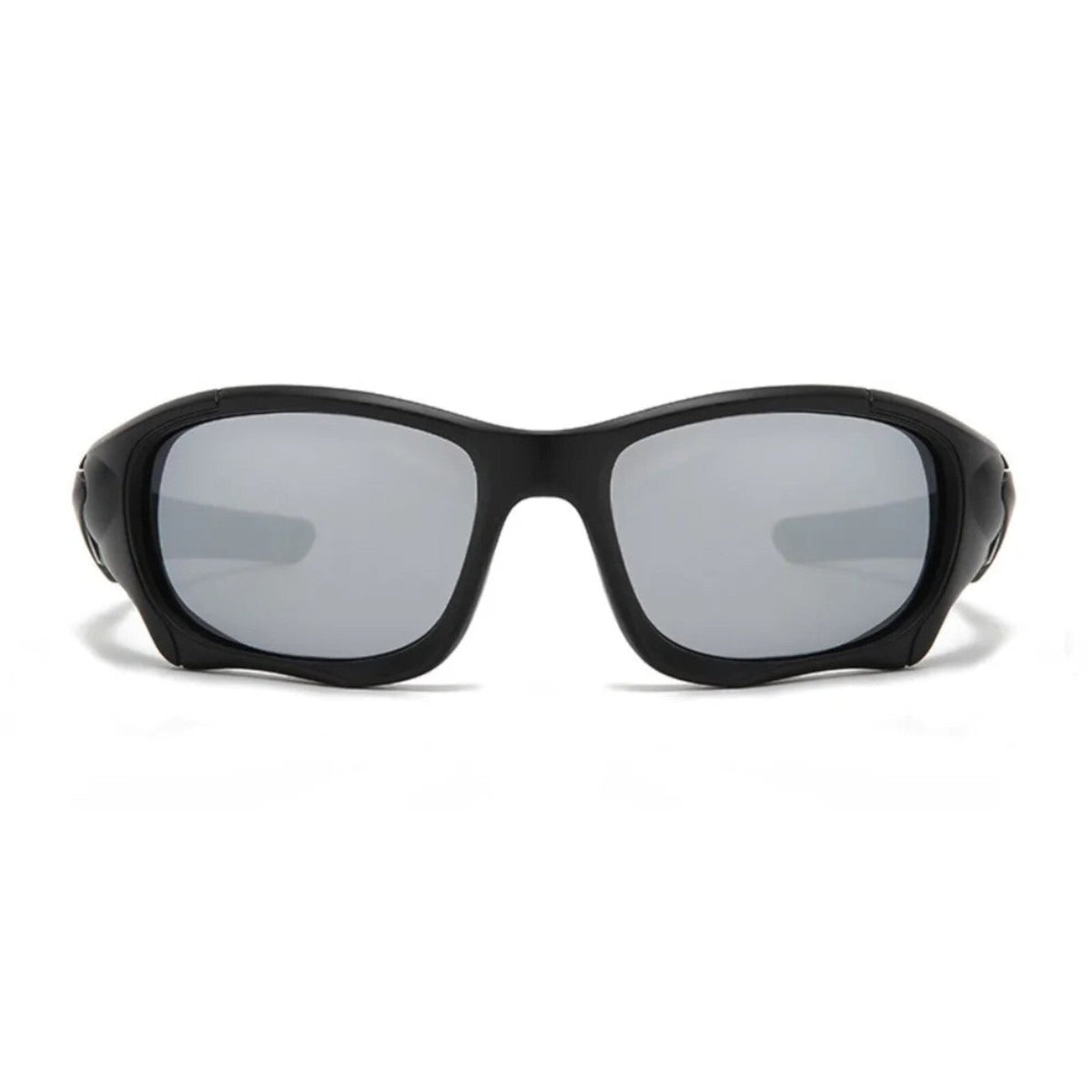 Schwarz-silberne Sport-Sonnenbrille aus Polycarbonat