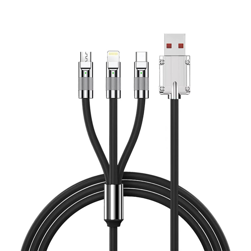 1,2m 3in1 USB Typ C, Micro USB, 6Pin Kabel Multi Micro Schnell Ladekabel schwarz - 3KShop.de